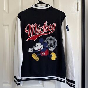 Disneyland Paris Black and White Mickey Mouse Varsity Jacket Youth size 14